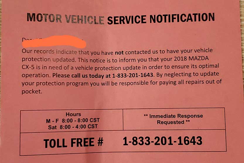 Motor Vehicle Service Notification Is It A Scam • Road Sumo