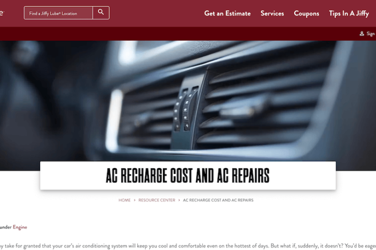 Read more about the article Jiffy Lube AC Recharge Cost: How Much Should You Expect to Pay?