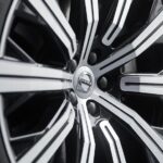 Close up of a wheel of a modern Volvo car.