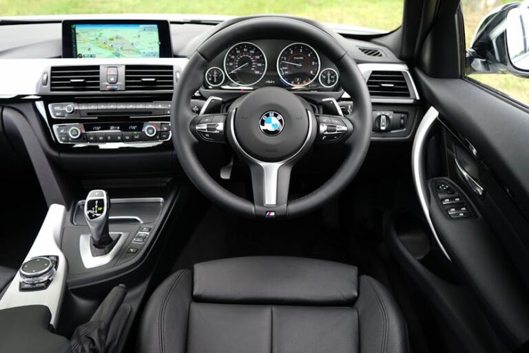 Black BMW vehicle interior.